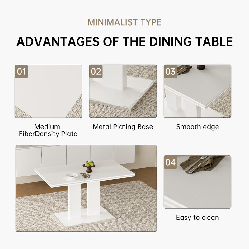 Brayden Studio® Dining Table Set, 59 Inch Modern Kitchen Table Set with